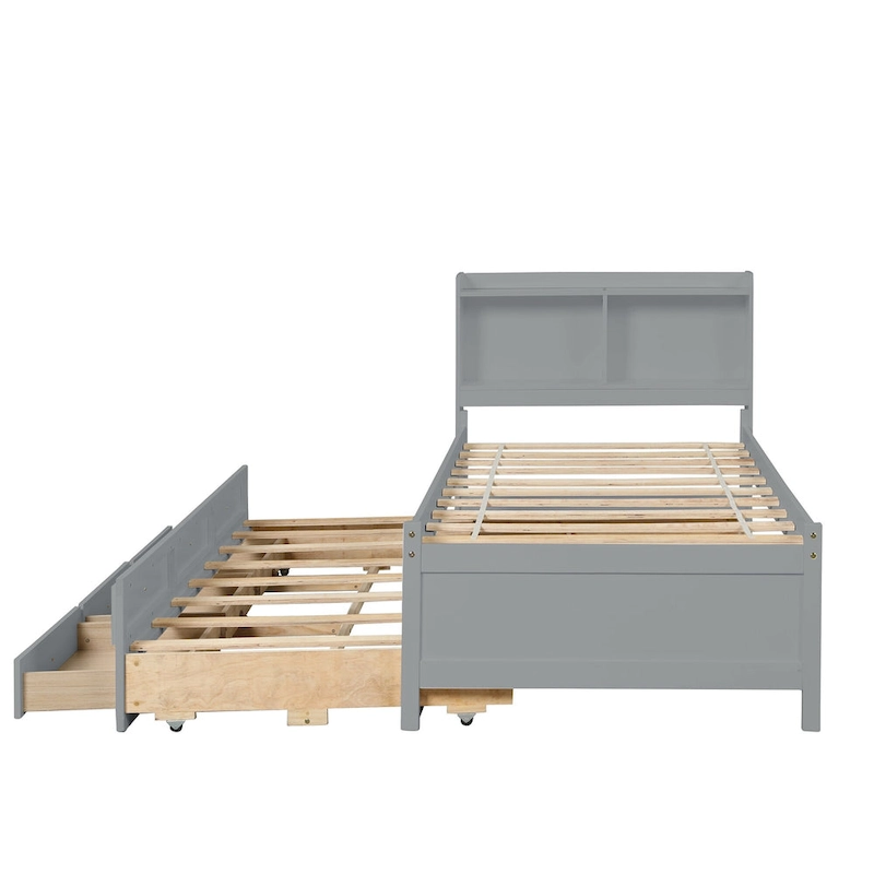 Twin Bed with Twin Trundle,Drawers