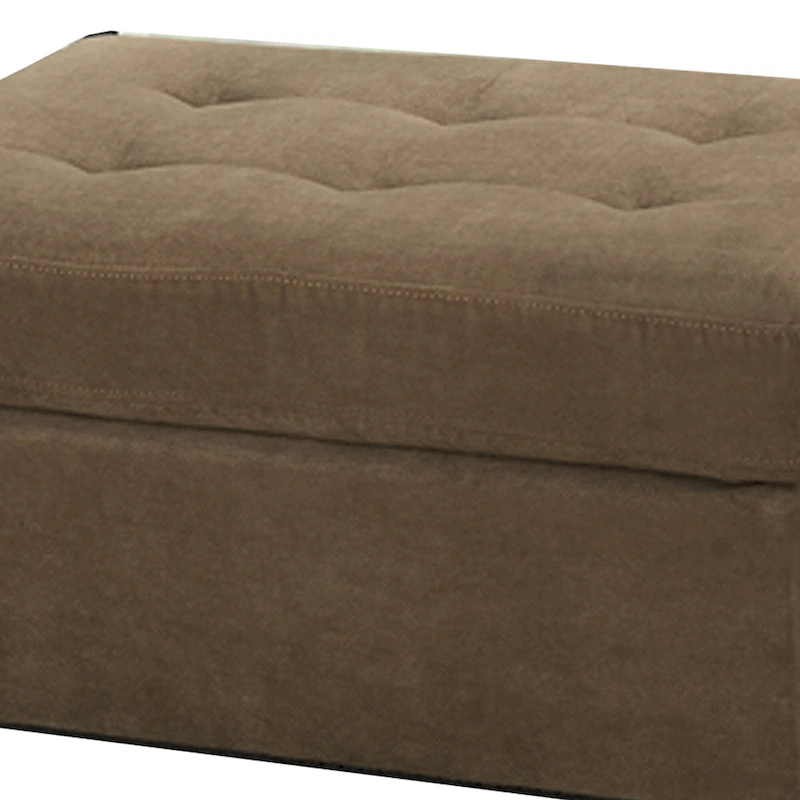 Cocktail Ottoman In Light Brown Waffle Suede Fabric
