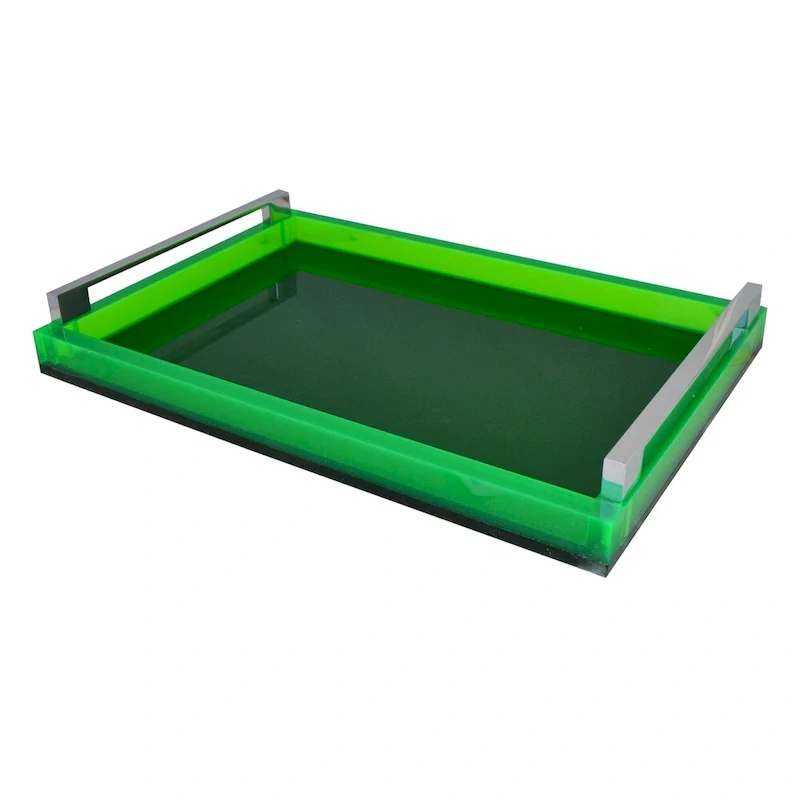 Green Tray w/ Silver Handles