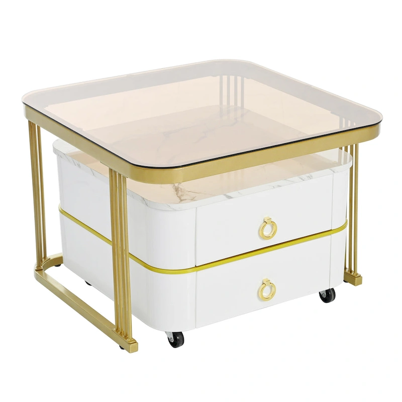 Harper&Bright Designs 2-in-1 Square Nesting Coffee Table with Wheels