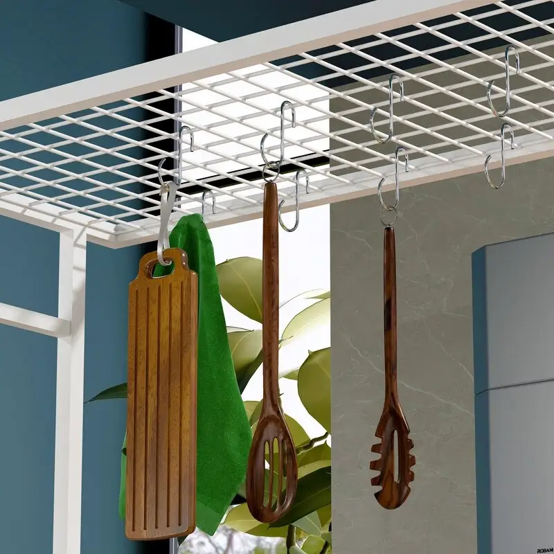 Kitchen Island with Folding Flip-Up Panel, Cabinet Shelves and Drawers, Hooks