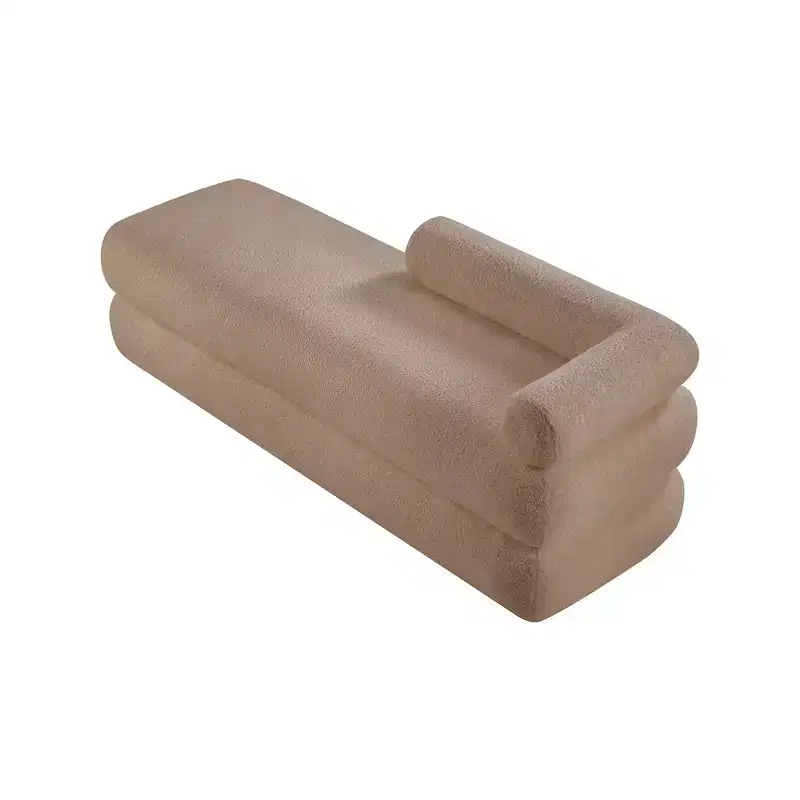 Meridian Furniture,Kennedy Faux Shearling Teddy Fabric Bench