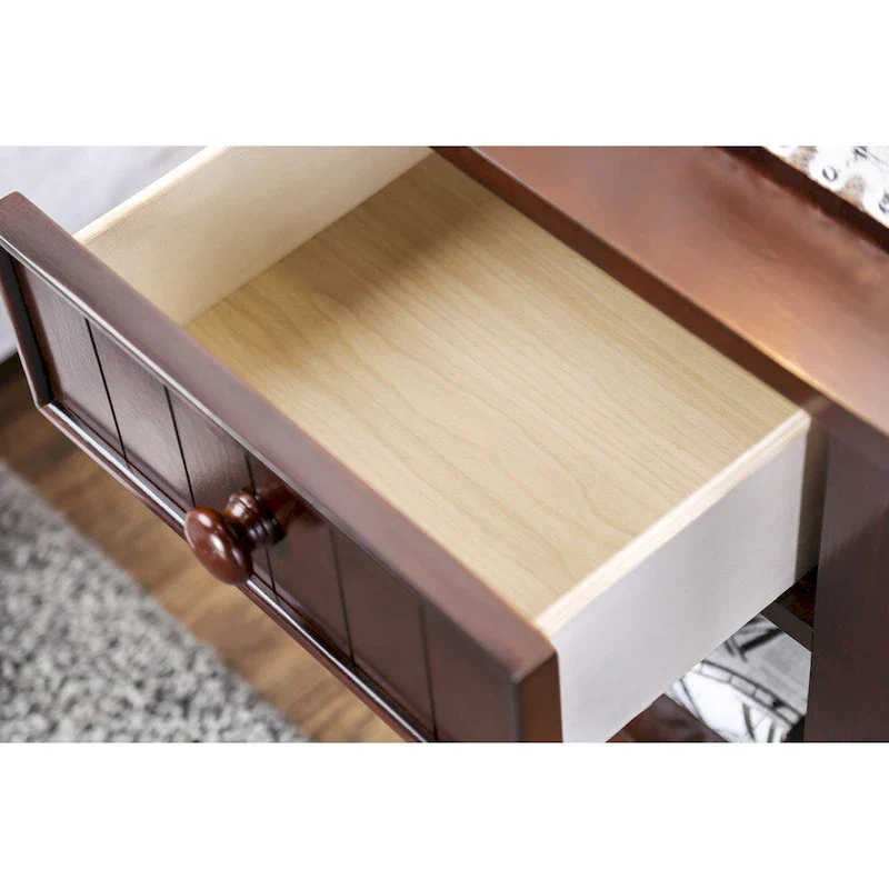 Ettrick Transitional Espresso Wood 1-Drawer Night Stand