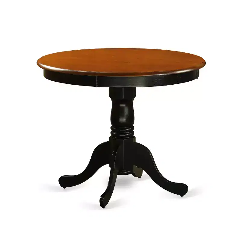 3-Piece Round Black Finish Solid Wood Top Dining Table with 2-Chairs with