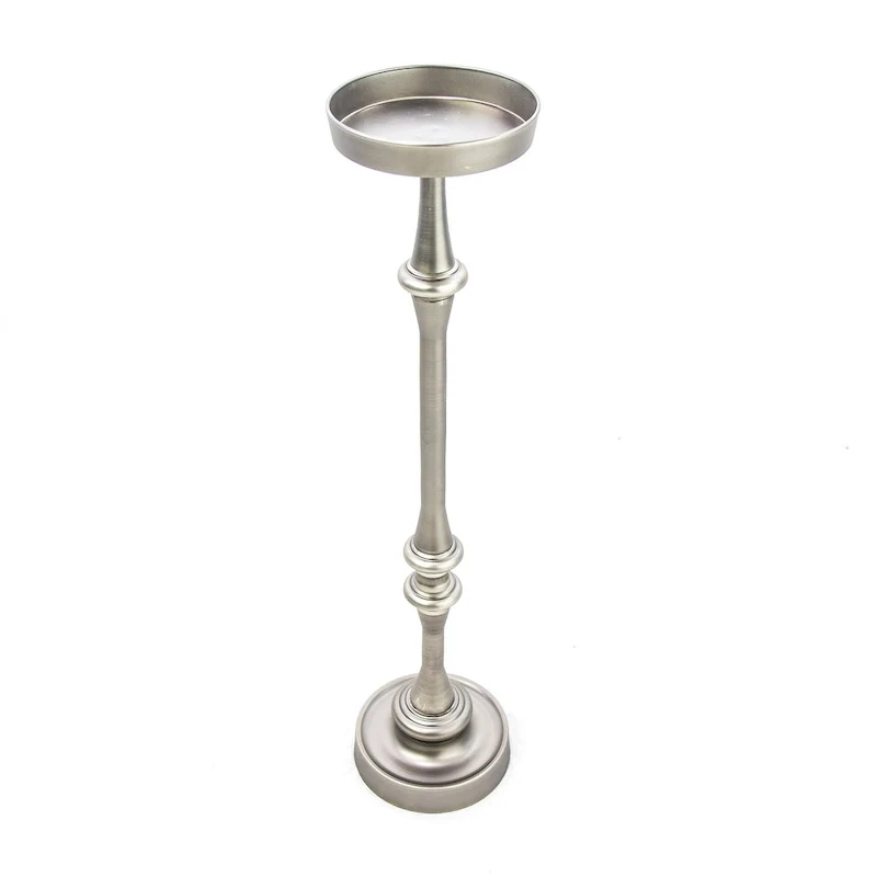 Glam Round Martini Pedestal SideTable, Antique Silver
