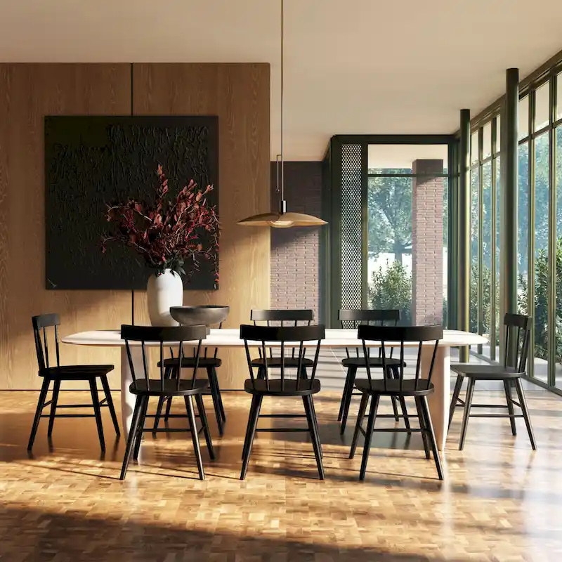 Poly & Bark Hava Dining Chair - Solid Oak Wood with Spindle-Back