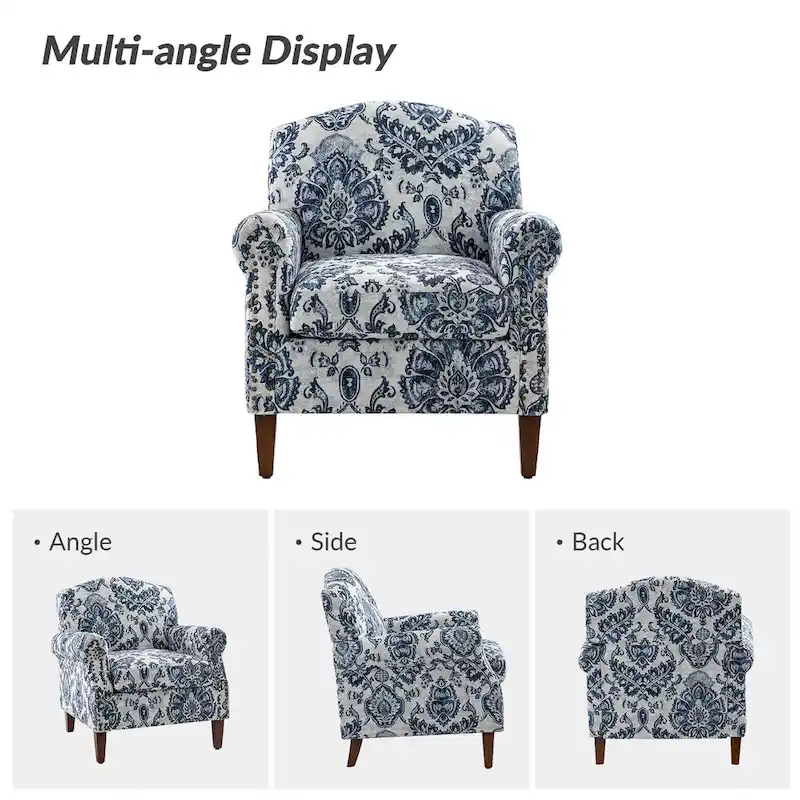 Wooden Upholstery Armchair with Nailhead Trims