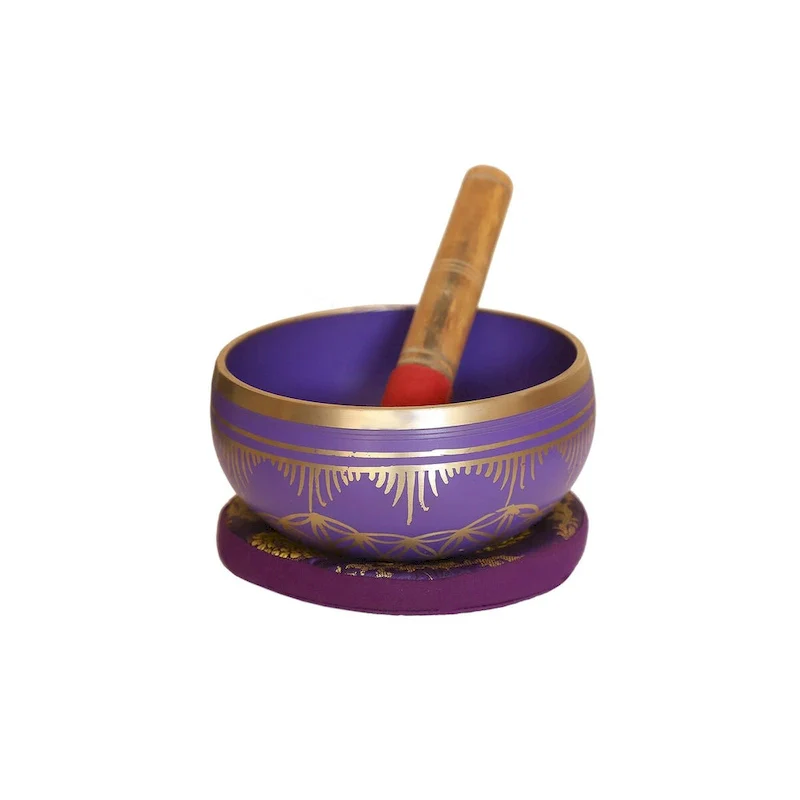 Cottage Handicraft ,Crown Charka - Violet Tibetan Singing Bowl with free Elephant Gift
