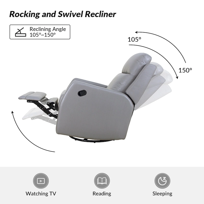 Esteban Modern Faux Leather Manual Rocking Swivel Recliner with Wingback Set of 2