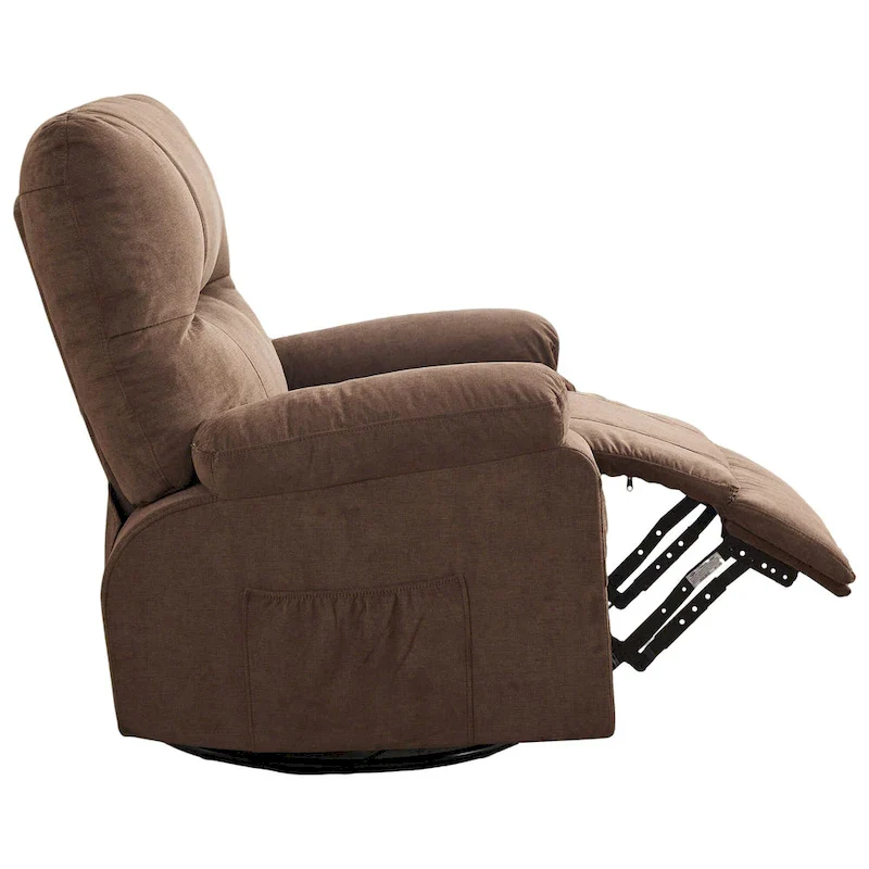 360 Linen Swivel Rocker Recliner with Side Pockets
