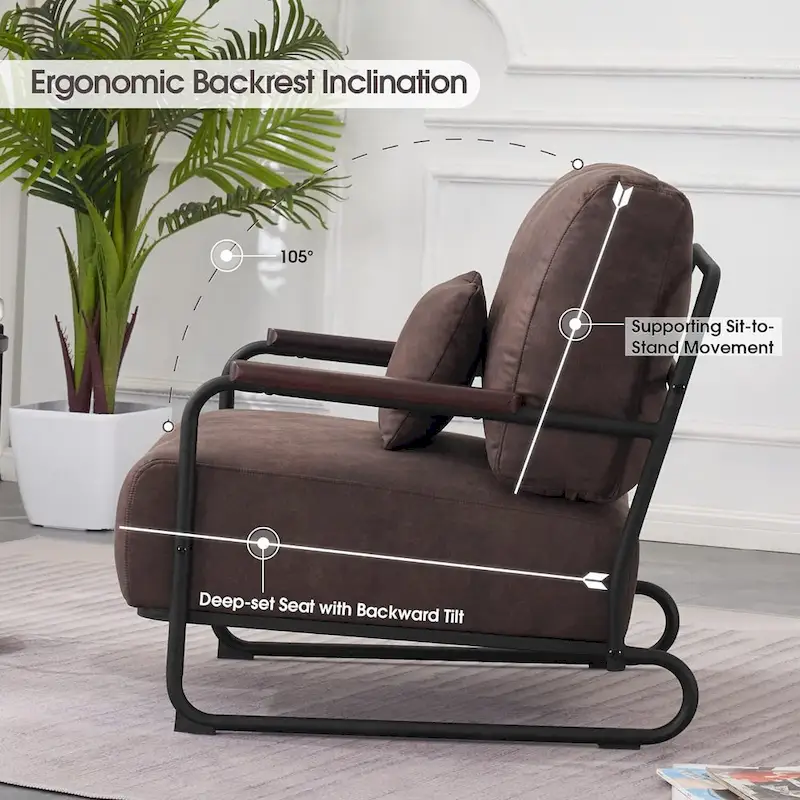 MCombo set of 2 Modern Accent Armchair with Steel Legs, Leathaire fabric HQ102