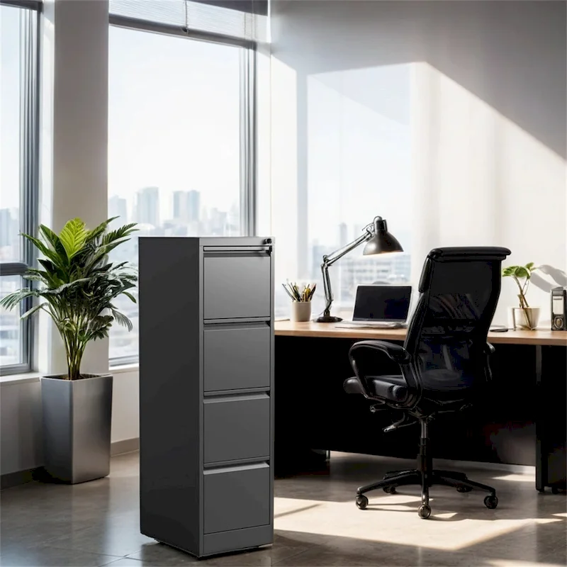 4 Drawer Metal Vertical File Cabinet w/Lock Office Home File Cabinet