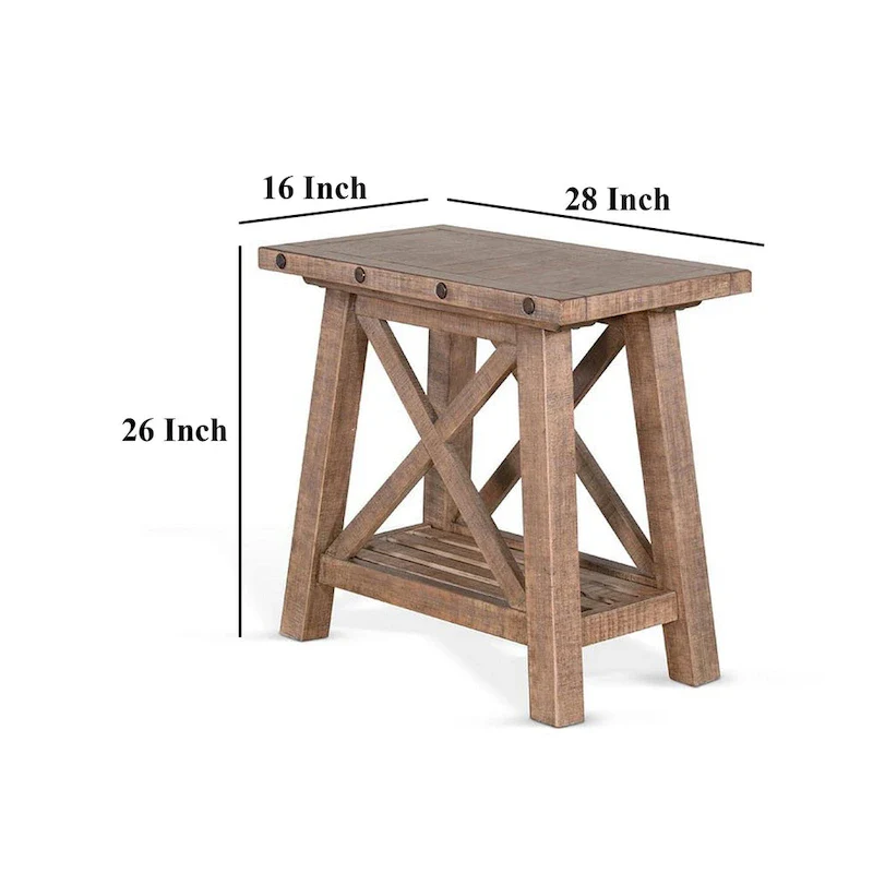 Anva Accent Chairside Table, Light Brown Mahogany, Rectangular 28 Inch