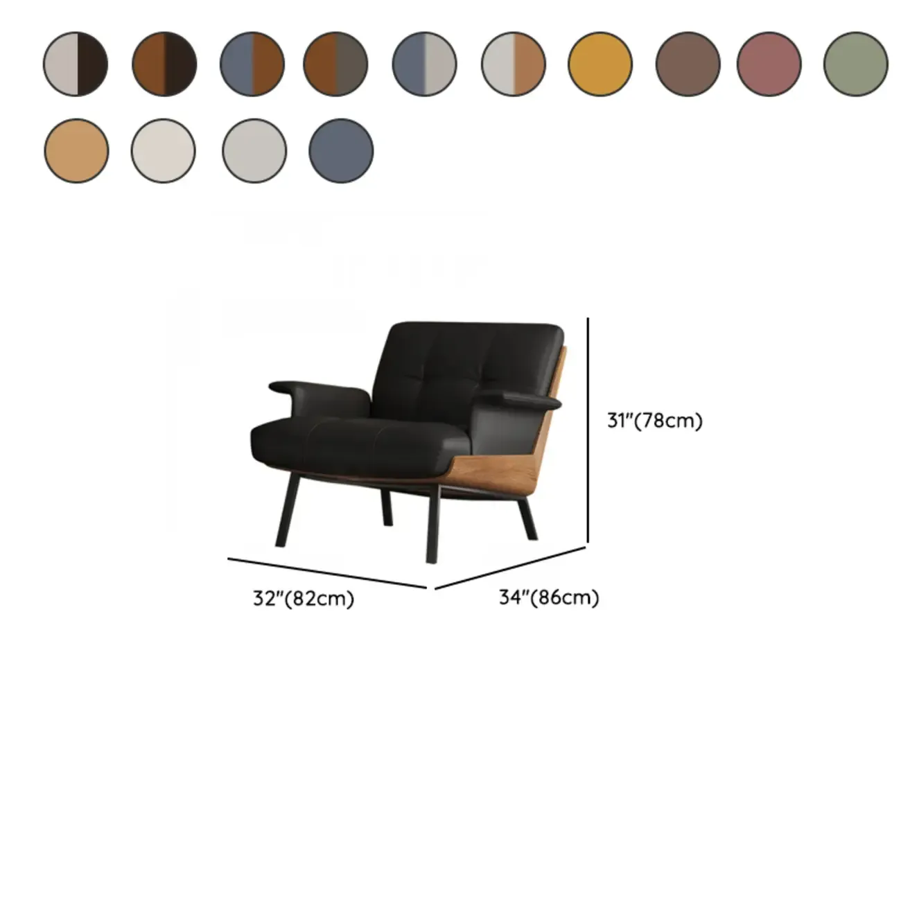 Modern Tufted Microfiber Leather Accent Chair with Arms