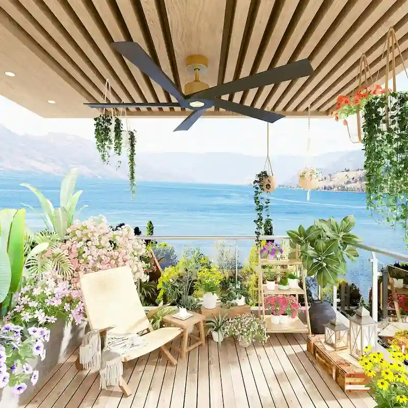 62-Inch Indoor Ceiling Fan with Wood Blades and 6-Speed DC Motor