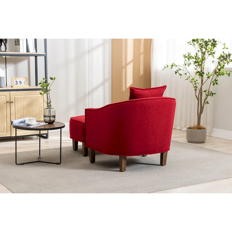 Upholstered Barrel Accent Chair with Ottoman