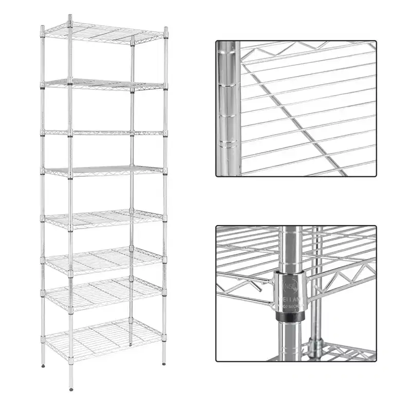 8-Tier Wire Shelving Unit Adjustable Steel Wire Rack