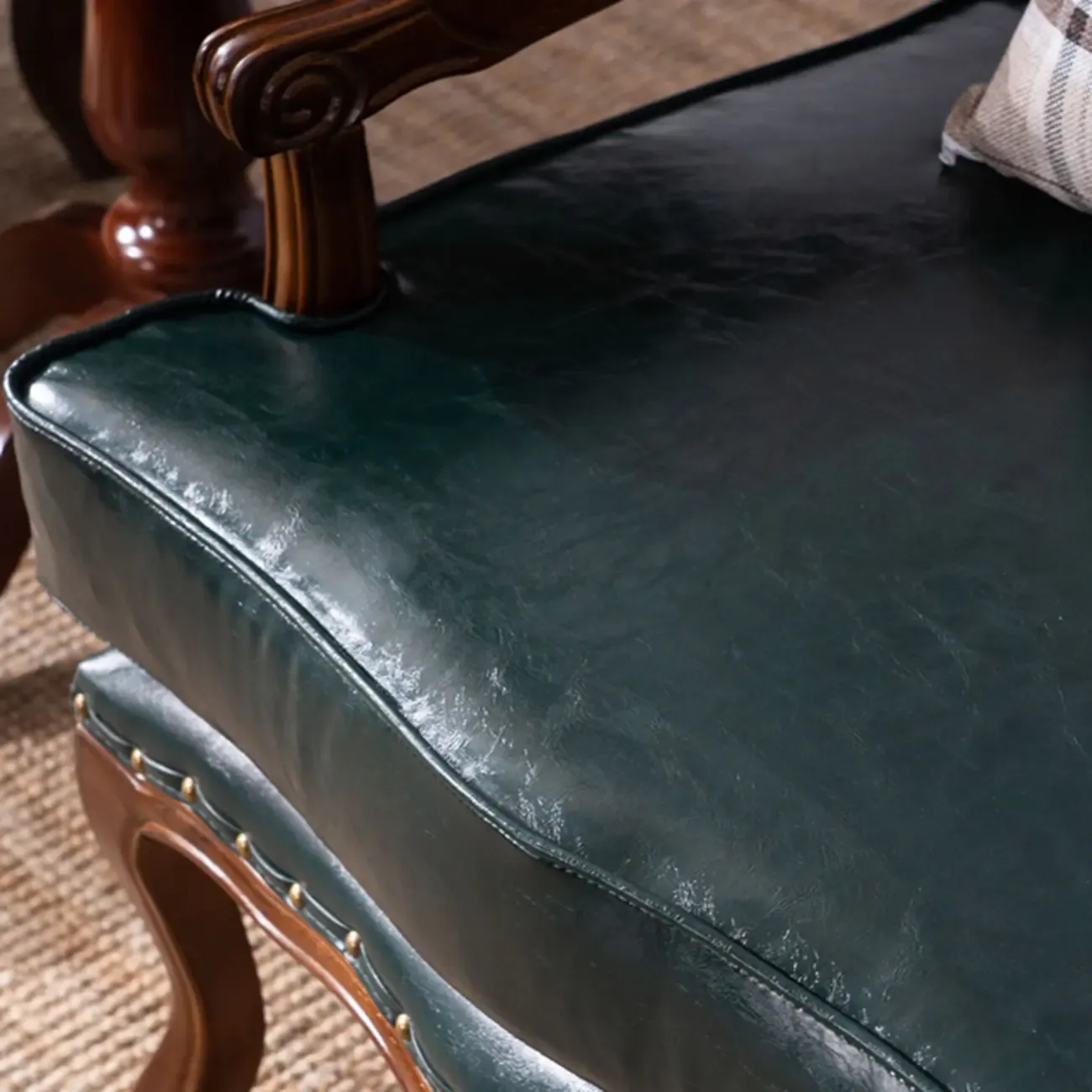 Mid-century Modern Leather Solid Wood Traditional Arm Chair