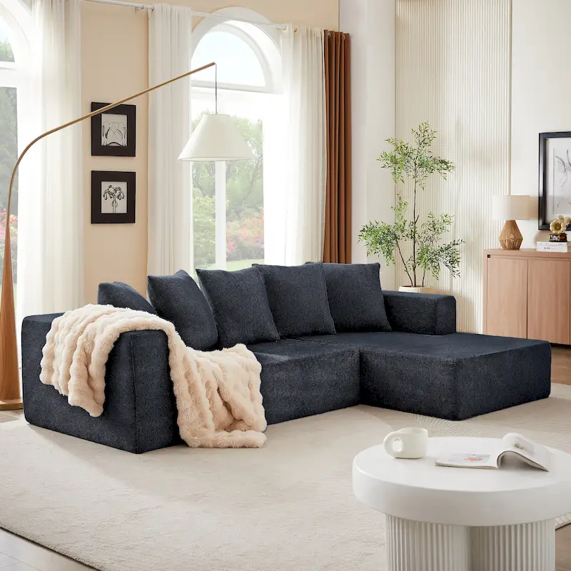 105.2 Cloud Chenille Right L-Shaped Modular Sectional Sofa, 2-Piece Free Combination