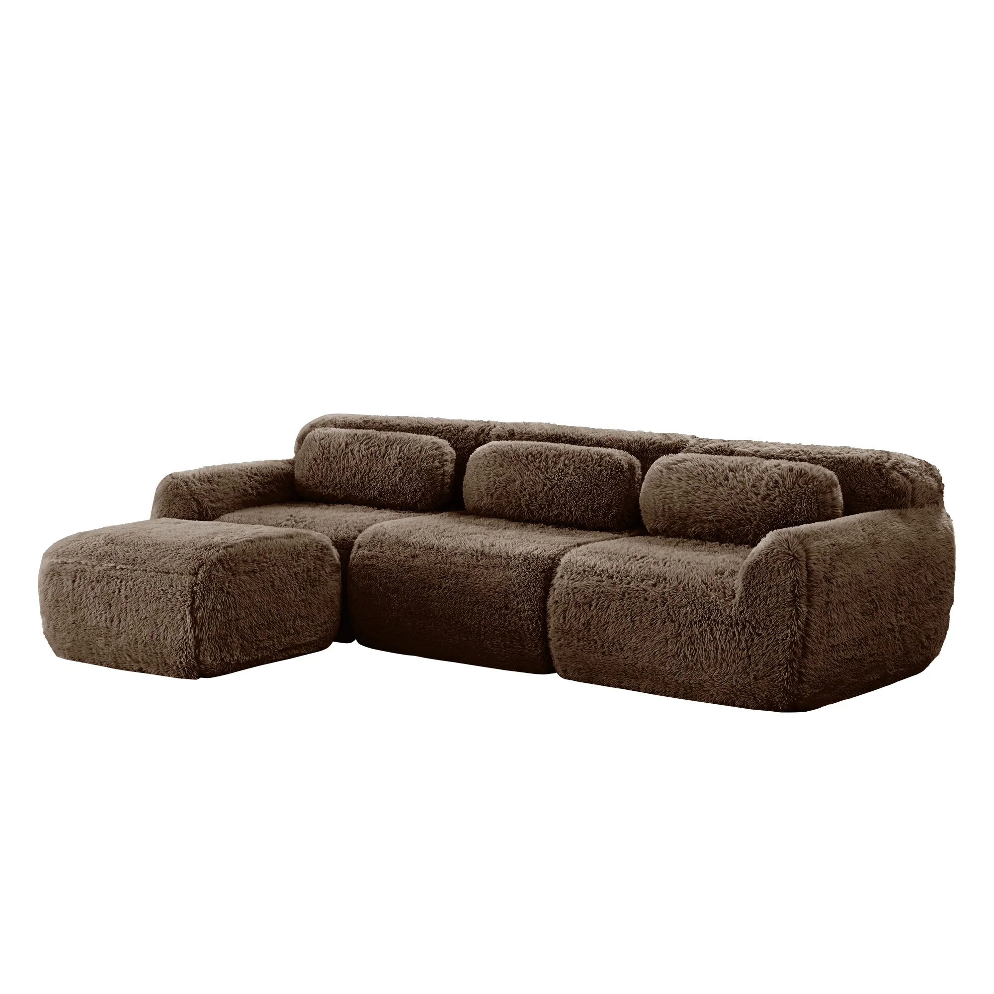 Soft And Fluffy Plush Boneless Modular Sofa with Ottoman