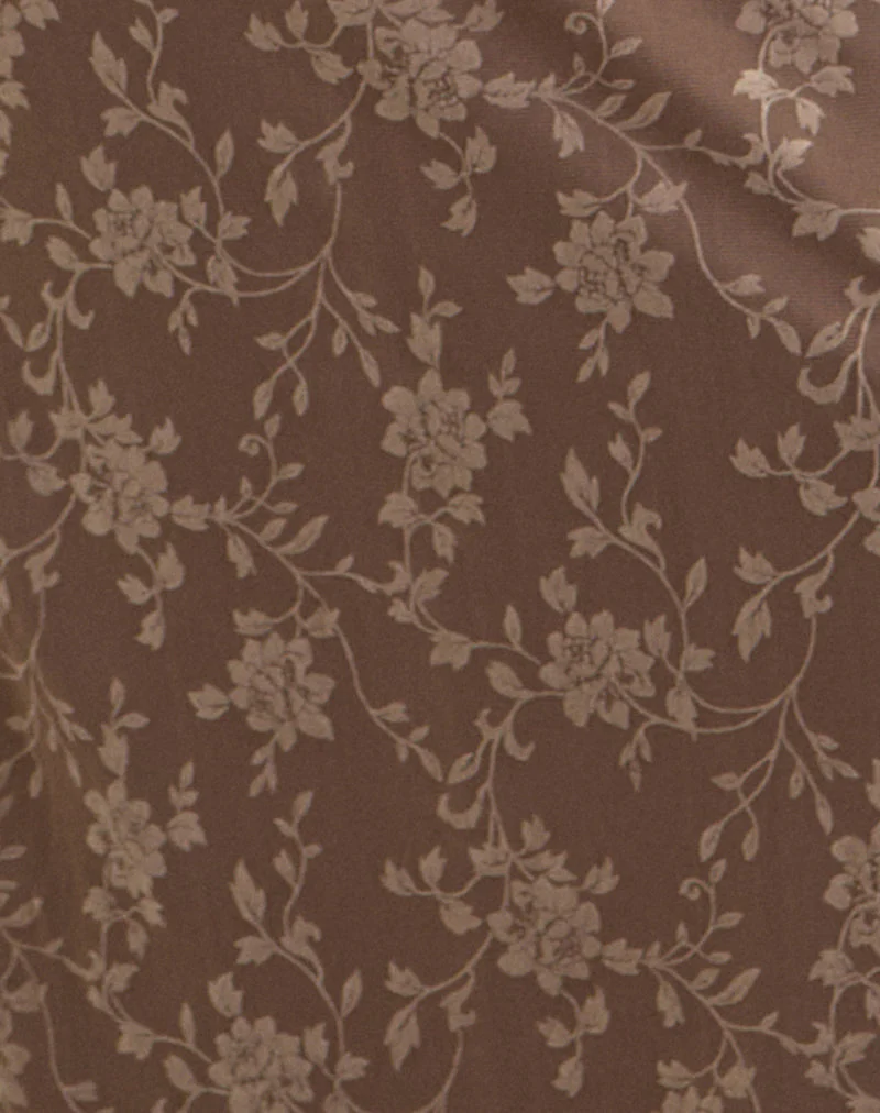 Shaleed Maxi Dress in Leafy Flock Dark Taupe