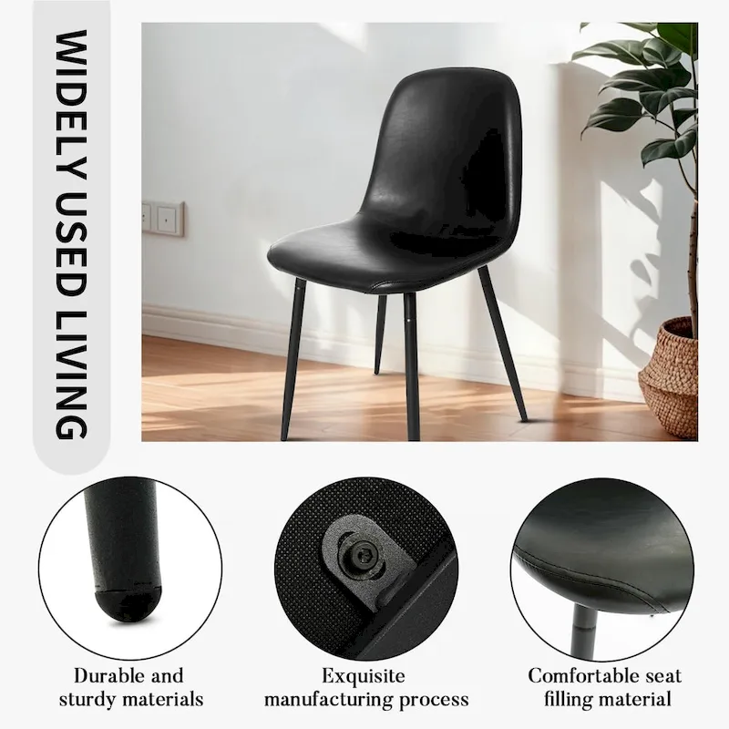 CangLong modern Upholstered Dining Chair in Faux Leather,Set of 4