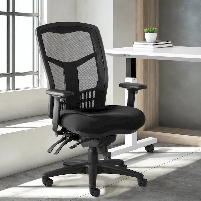 Black Breathable Office Chair with Fixed Backrest