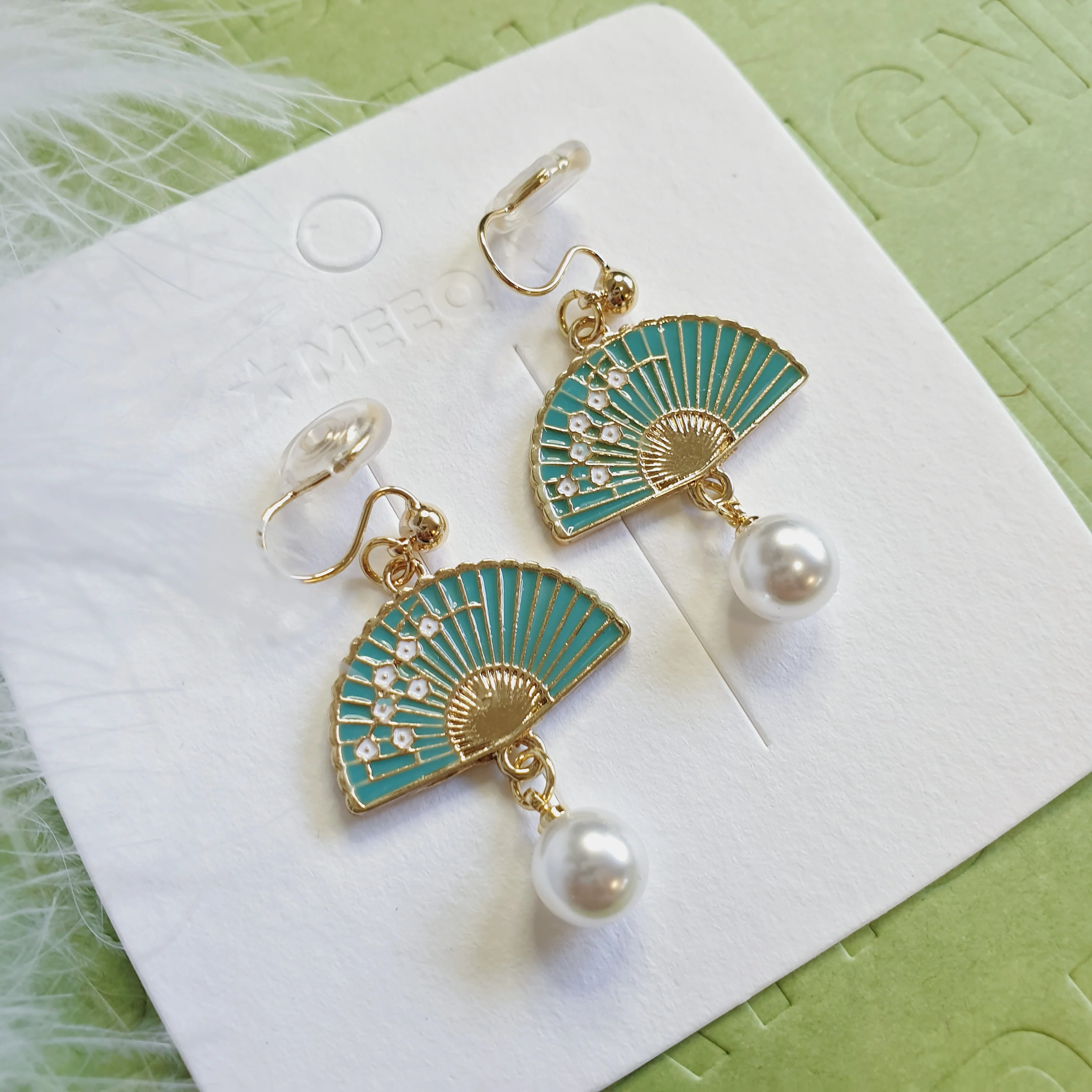 Luninana Clip-on Earrings -  Oriental Blossom Fan Earrings LL023