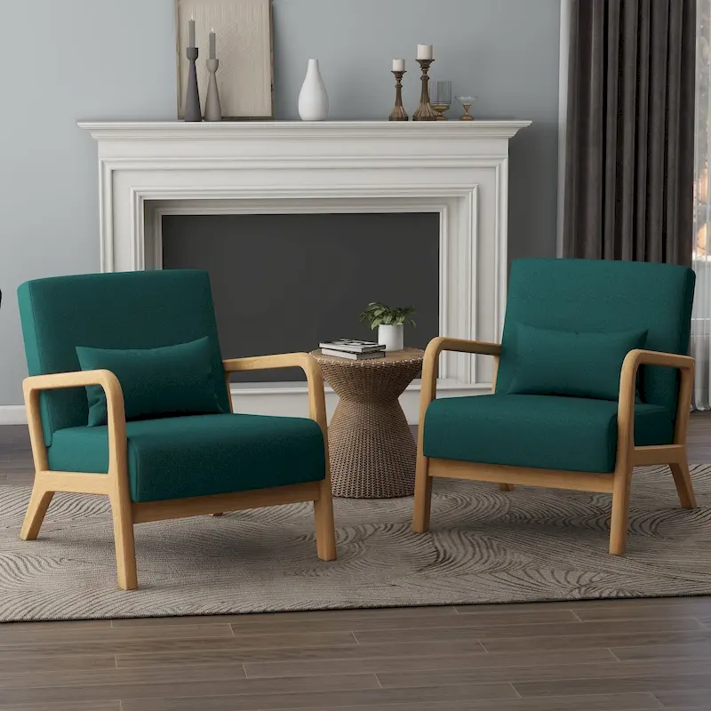 Upholstered Armchair Leisure Chair Accent Chairs Set of 2 with Pillow