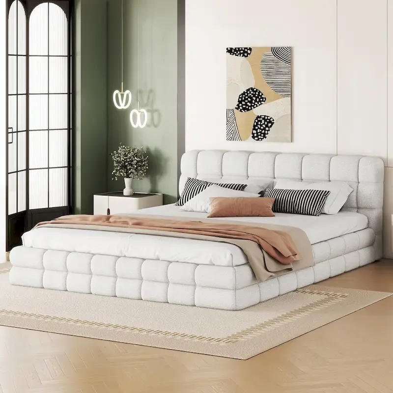 Queen Size Upholstered Platform Bed For Bedroom