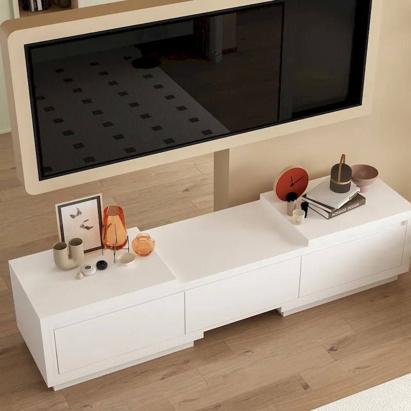Entertainment Center Table Retracted Extendable TV Stand in Stretch