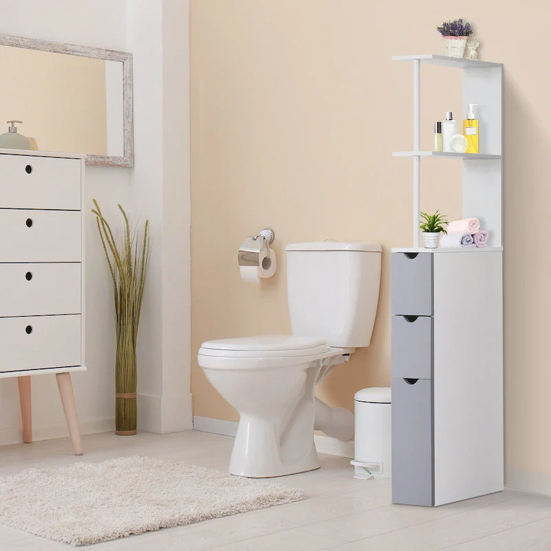 Bathroom Tower Storage Cabinet - 6 W x 13 D x 55.25 H