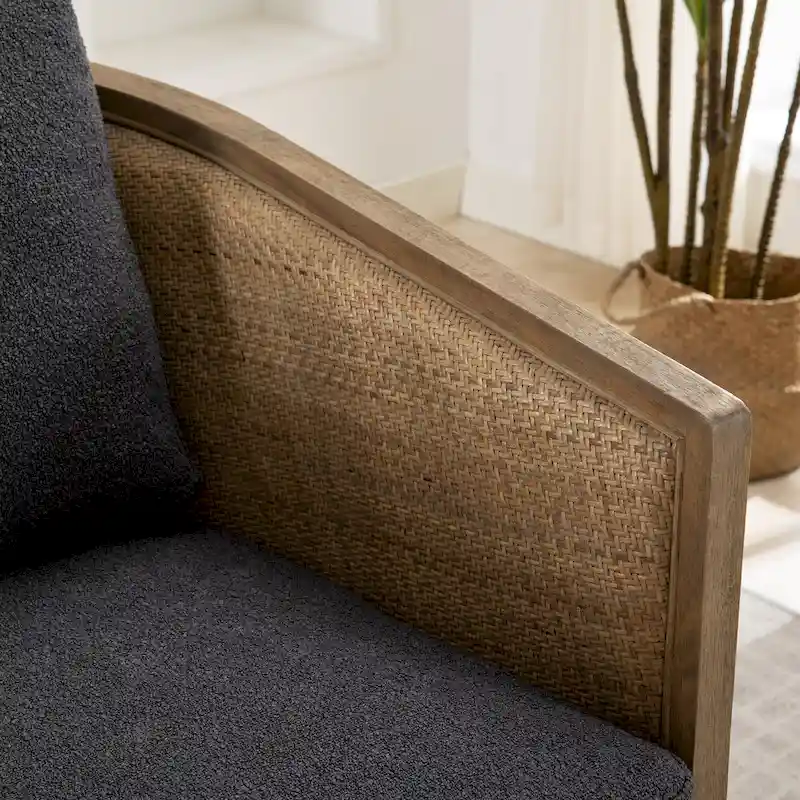 Carbon Black 30.12 Upholstered 360 Swivel Barrel Chair with Sturdy Hardwood Frame