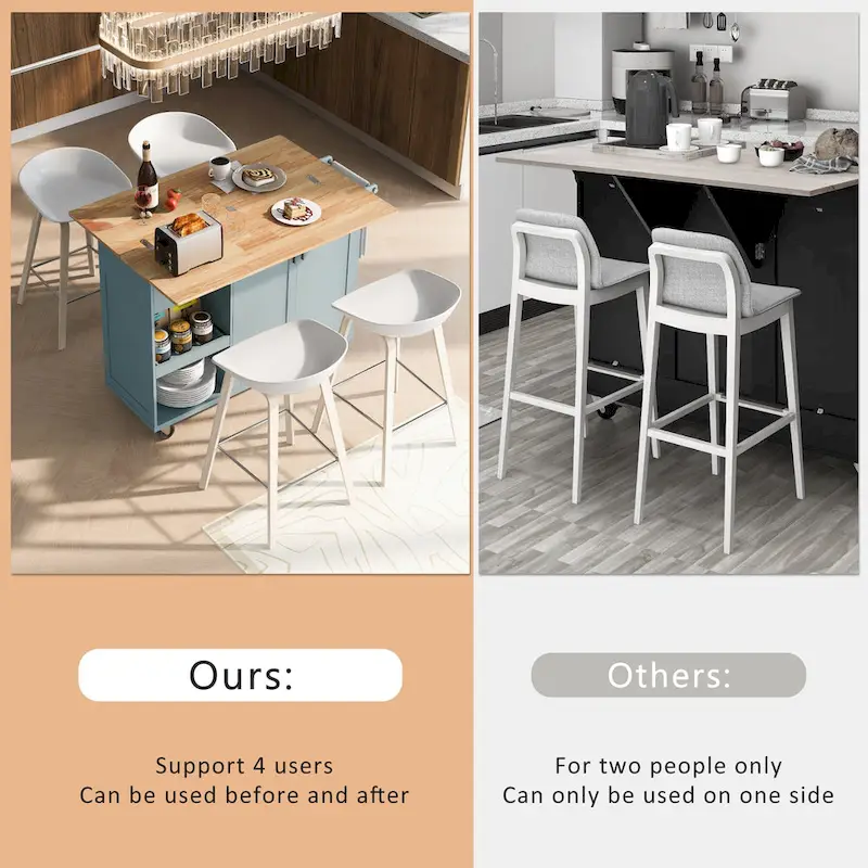 Kitchen Island With Foldable Counter Top(no include stool)