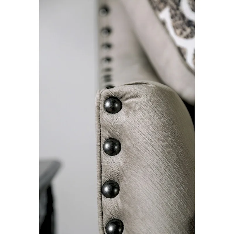 Cram Traditional Brown Chenille Tufted Nailhead Sofa by Furniture of America