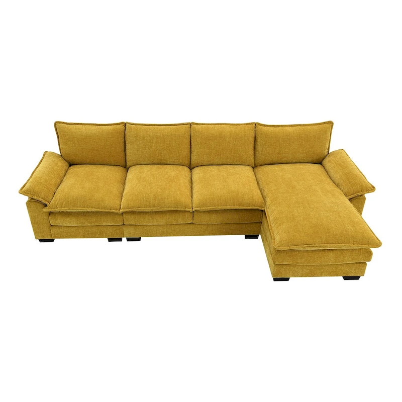 Harper&Bright Designs Modern L-shaped Chenille Cloud Sofa with Double Seat