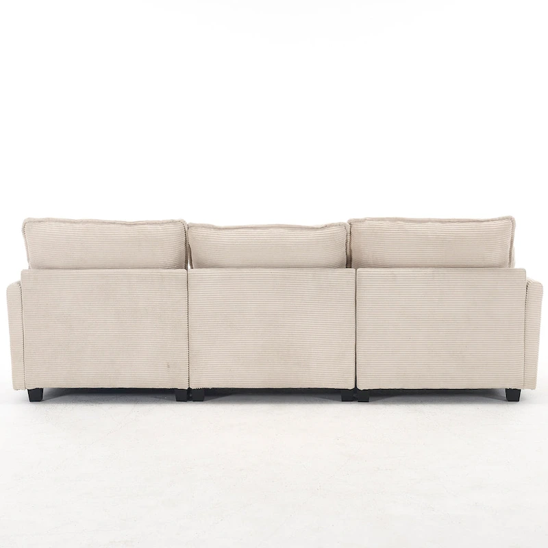 102 Velvet U-Shaped Sectional Sofa with Ottoman & Lumbar Pillows