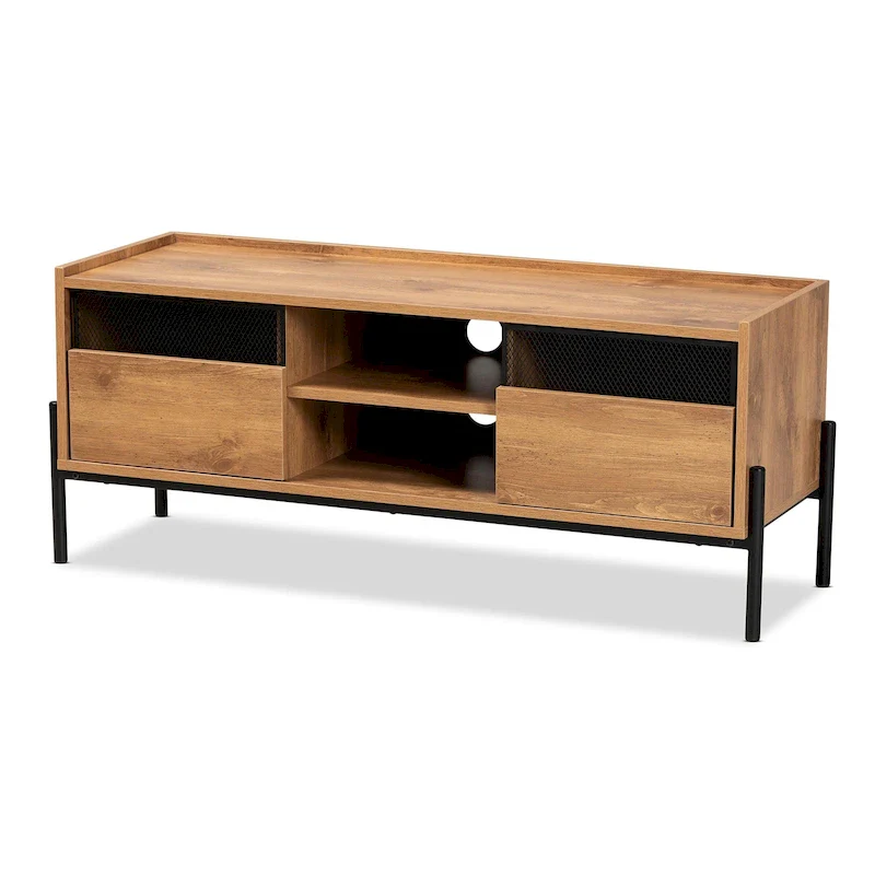 Modern & Industrial Natural Brown 2-Door TV Stand