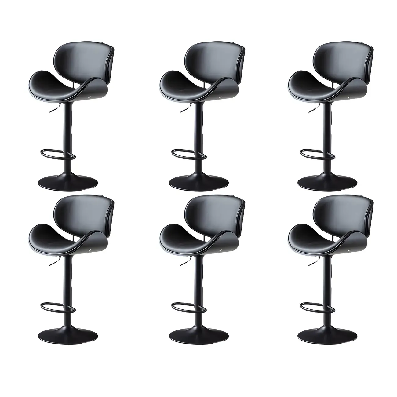 Arched Blackish Green Leather Swivel Adjustable Bar Stool