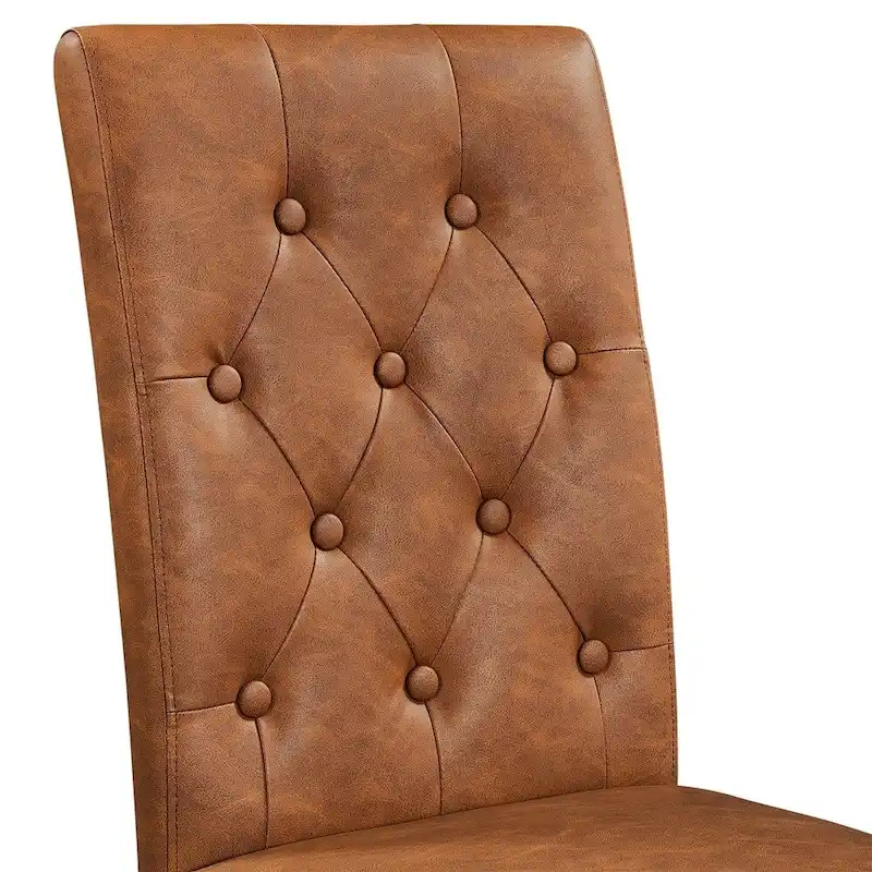 Yaheetech Button Padded Dining Chair with Solid Wood Legs Set of 2 - Set of 2