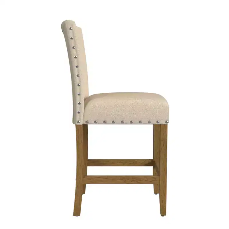 24 Upholstered Counter Height Barstool with Nailheads - HomePop