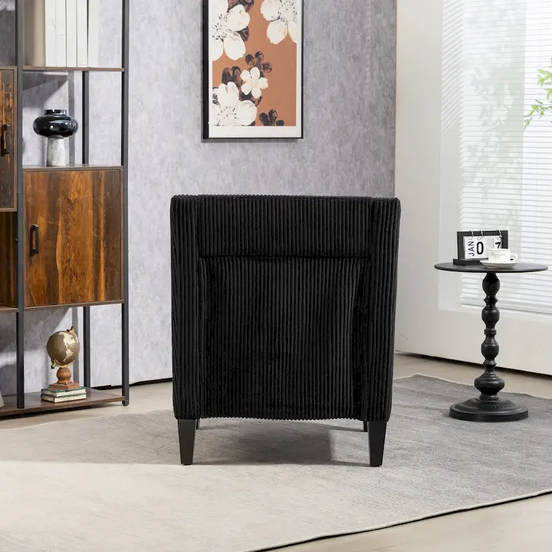 Black Modern 26.8 Arm Chair with Rubber Wood Legs
