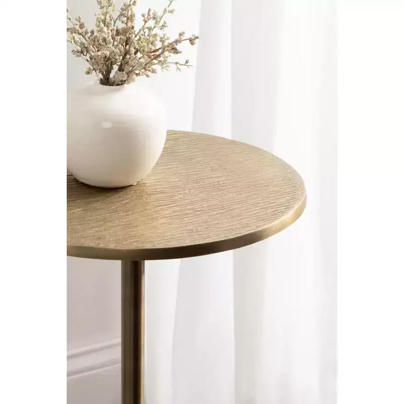 Black & Gold Round Metal Accent Side Table, 1-Person