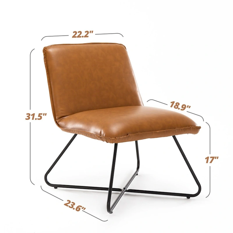 LUE BONA Mid Century Faux Leather Accent Chair With Adjustable Backrest - 31.5 H X 22.2 W X 23.6 D