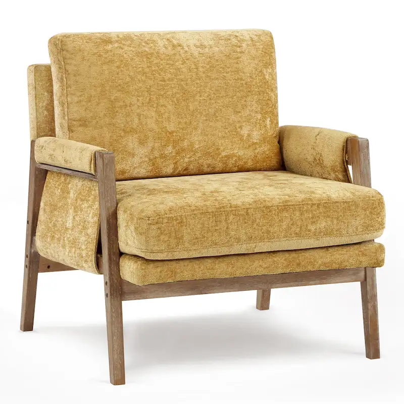 Mid-Century Modern 30 W Chenille Upholstered Accent Leisure Armchair