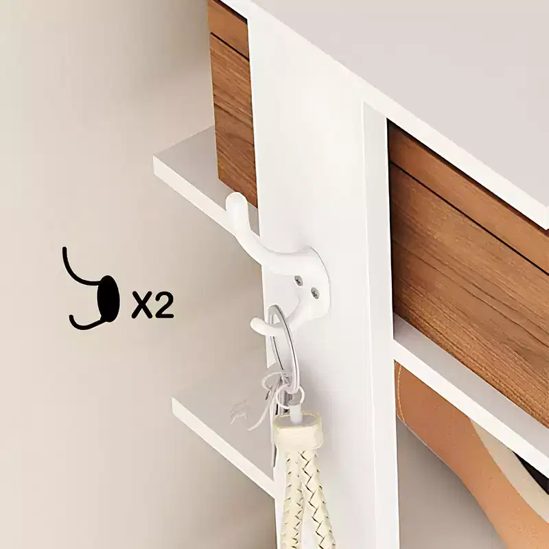 62'' Tall 10-Tier Slim Shoe Rack with Side Hooks for Entryway, Bedroom & Closet, Holds 10-20 Pairs