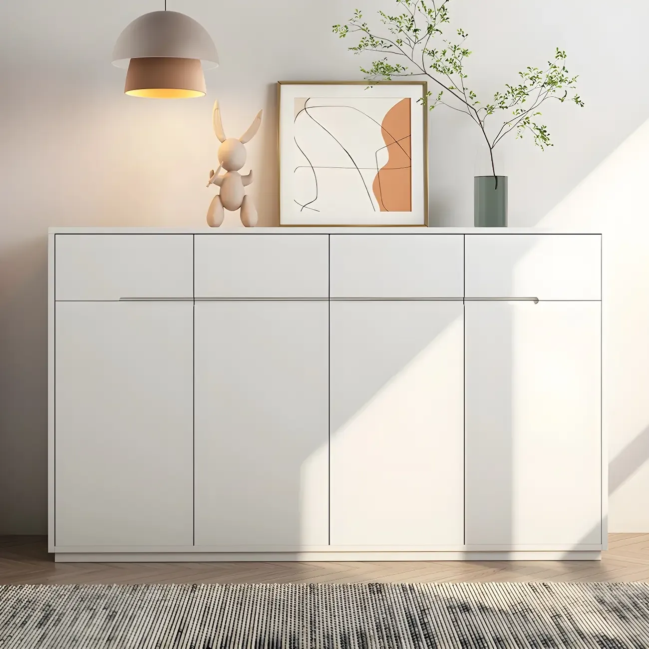 Trendy Large White Wood Hallway Shoe Cabinet