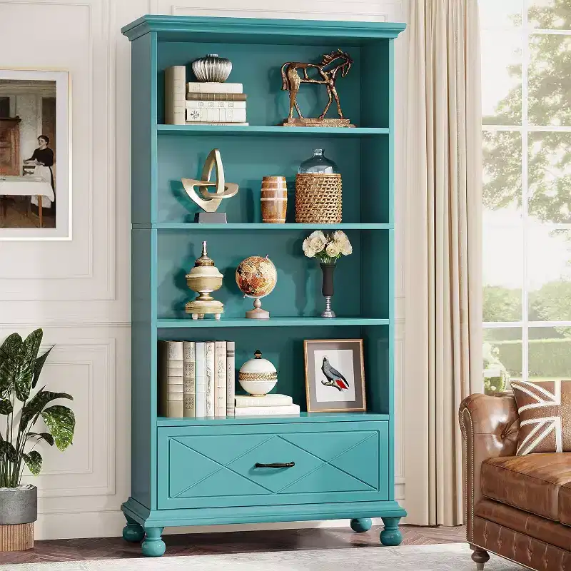 Tribesigns 6-Tier Bookshelf with Drawer, 70.9 Freestanding Bookcase, Open Book Display Rack