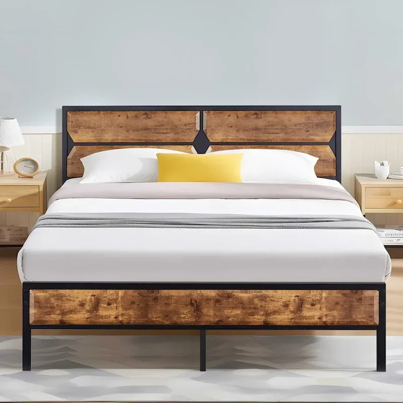 Javlergo Twin/Full/Queen Platform Bed Frame with Wooden Headboard, No Box Spring Needed, Easy Assembly
