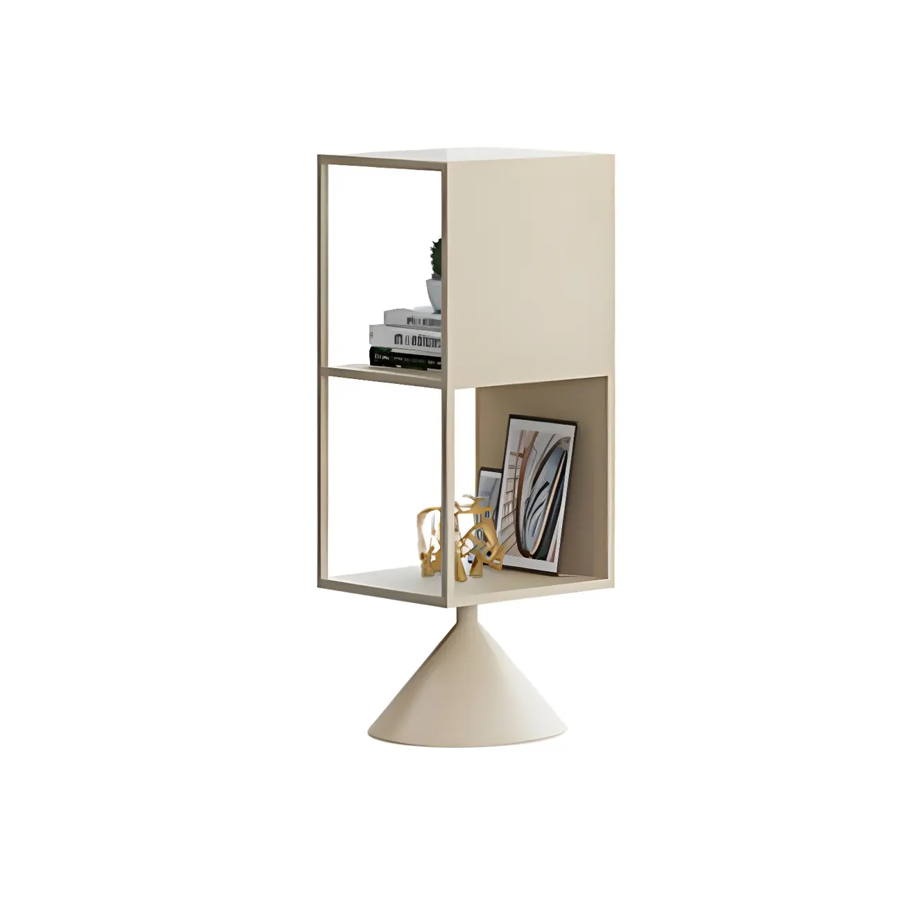 Modern Off-White Wooden Cube Bookcase with Storage for Office